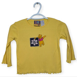 Vintage Y2K Disney Pooh  100 Acre Collection Yellow Shirt Kids Girl Large 6X